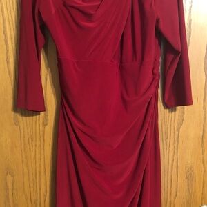 Elegant Red Draped Women's Dress